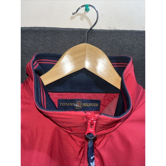 Tommy Hilfiger Golf Jacket Men’s XL Red Long Sleeve Full Zipper Solid Color - Picture 3 of 10